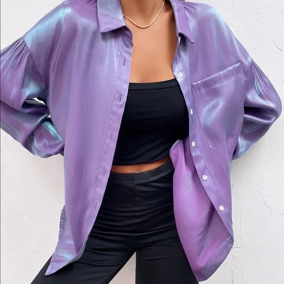 DONDUP 売れ筋商品|||ドンダップ シャツ トップス レディース Denim shirts Purple Electric Purple to Neon Pink 51 Womens Shirts Button Down